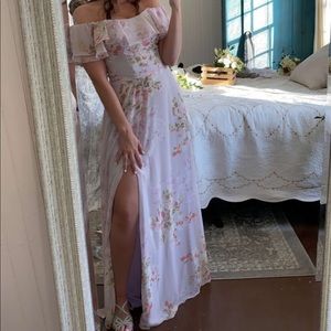 I have worn this dress once. It is from Dear Cleo - size 10 with no alterations.